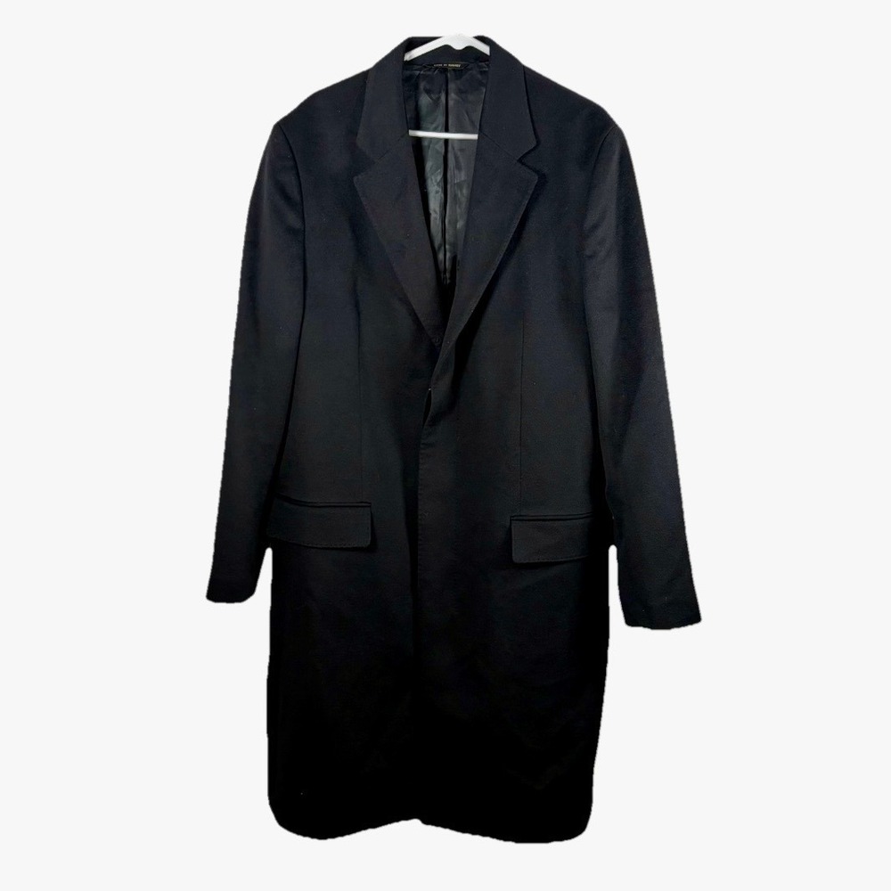 NWOT Colombo Sarar Pure‎ New Wool Black Overcoat Car Coat Men 48R Turkey Luxury